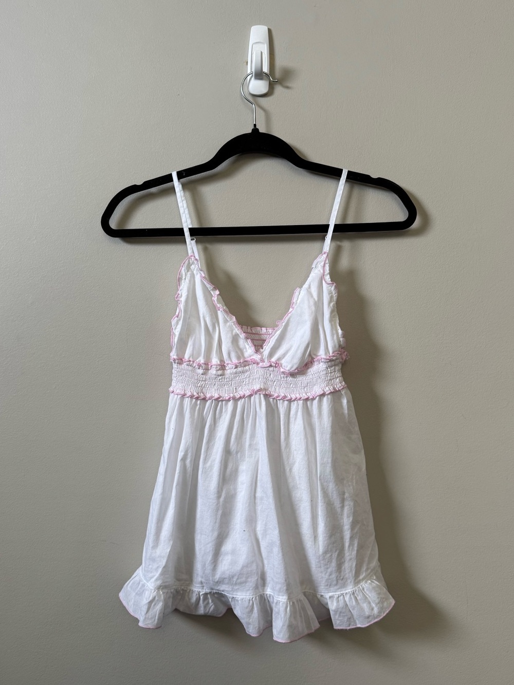 Victoria’s Secret Y2K 2000’s Coquette white & pink babydoll lingerie top